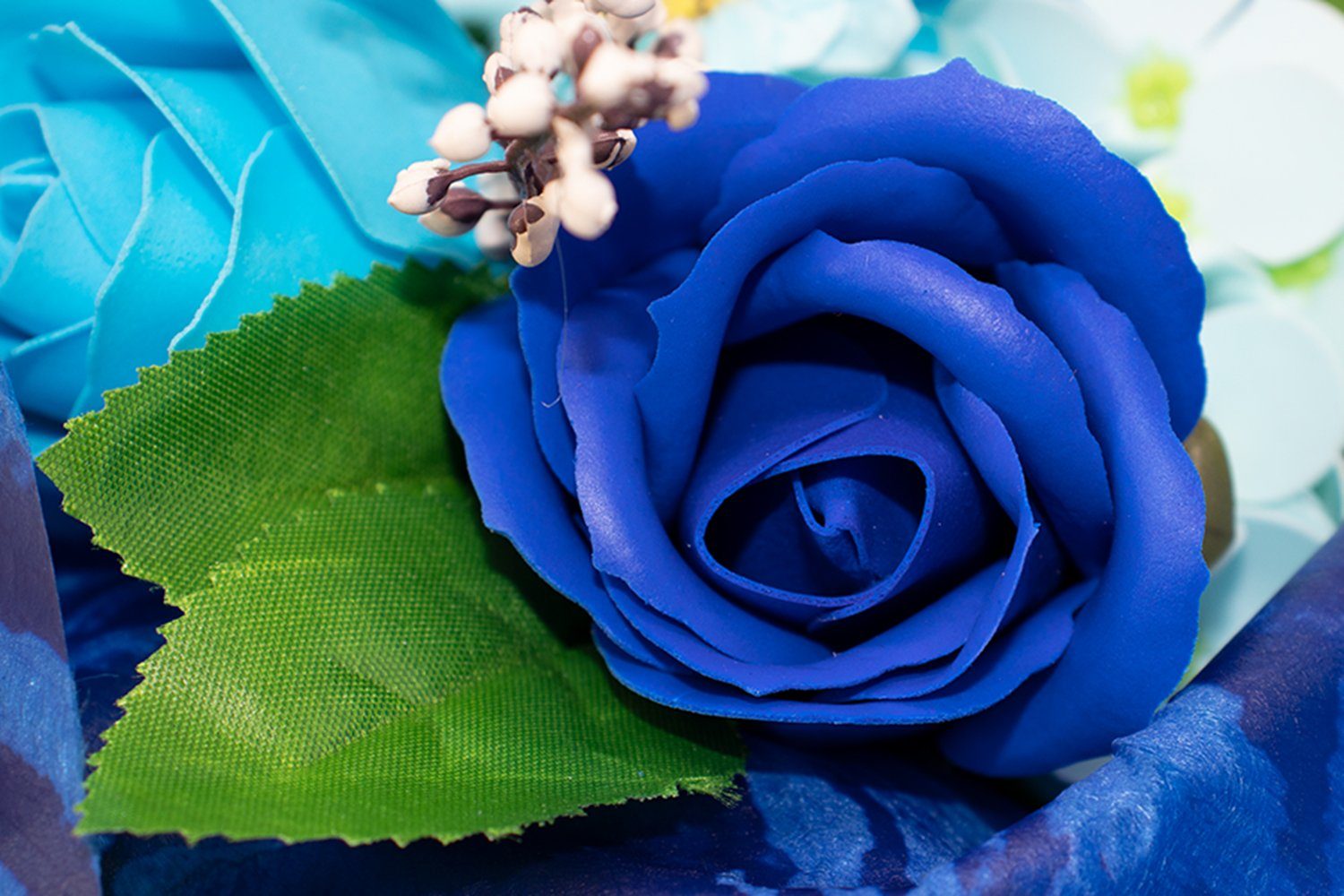 Seifen-Set Seifenblumen Bouquet Blumenstrauß Blau