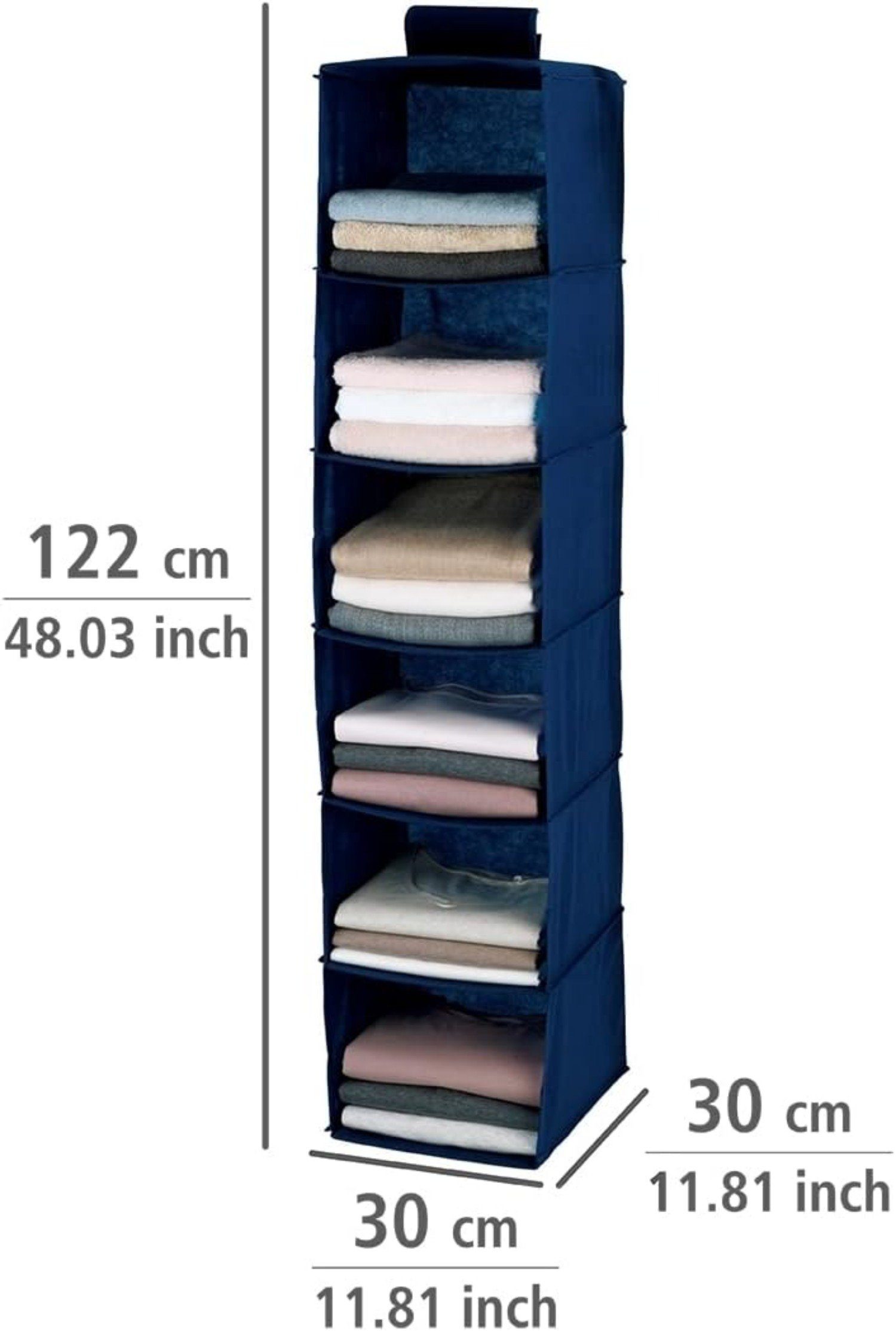 WENKO Kleidersack Wäschesortierer Air, Schrankorganizer mit 6 Fächern für Textilien