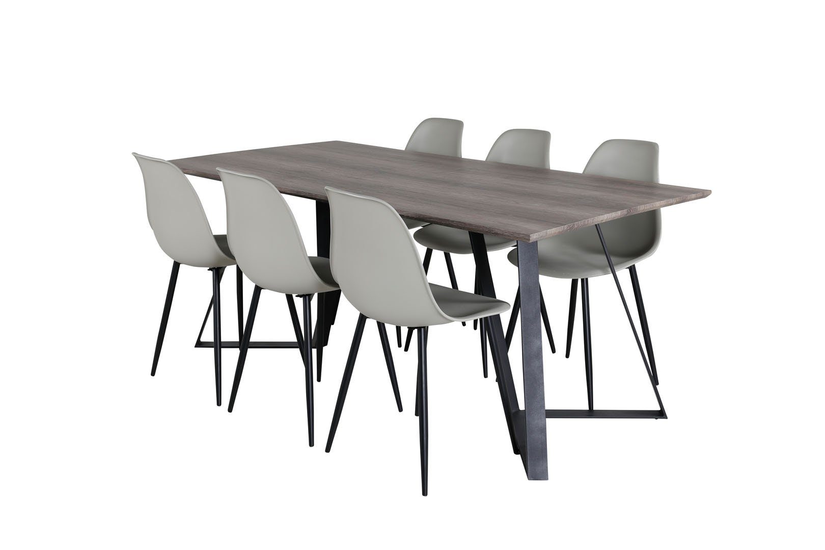 ebuy24 Essgruppe MarinaGRBL Essgruppe Esstisch El Holz dekor grau u, (7-tlg)