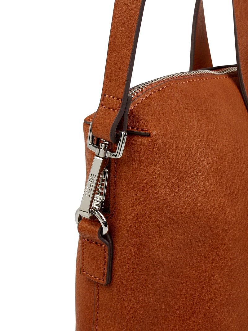 Shopper in Leder-Optik in cognac