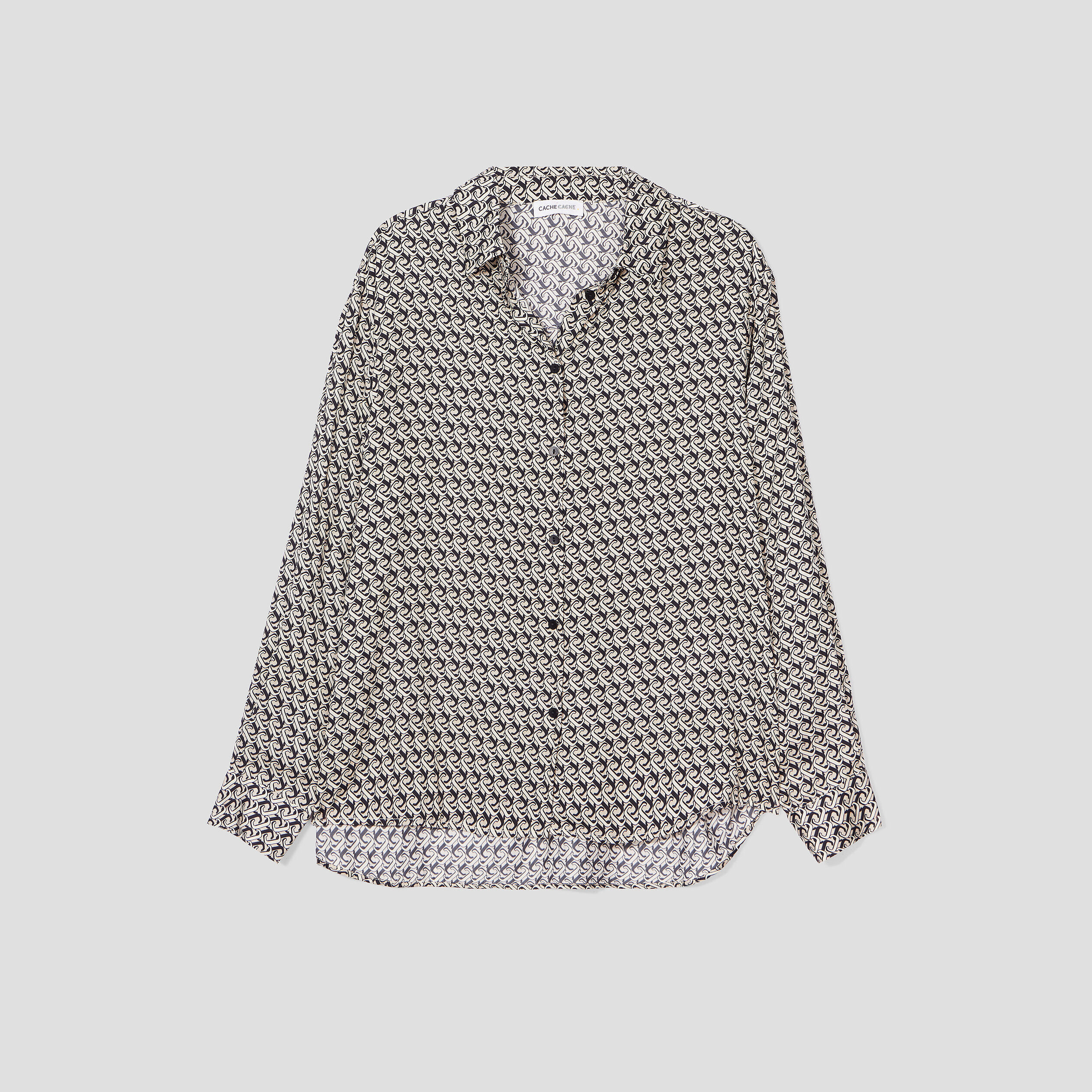 Chemise manches longues satin beige femme | Cache Cache