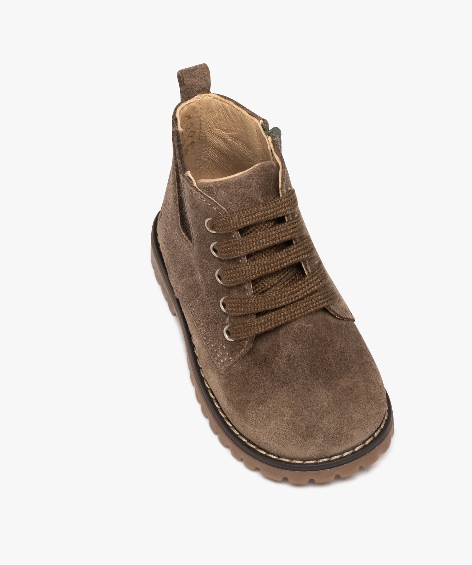 Boots bébé Garçon en cuir suédé uni - NA! taupe | GEMO