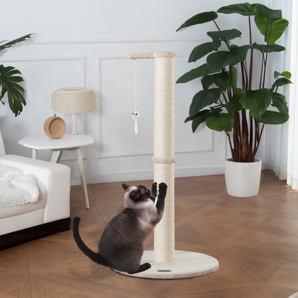 HOME DELUXE Kratzbaum Kratzpfosten NEVA 101 x 49 x 49 cm, mit Sisalstamm & Spielzeug I Kratzstamm, Sisalstamm