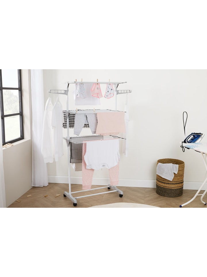 Lifa Living Wäscheständer in Weiß/ Grau - (B)126 x (H)160 x (T)57 cm günstig kaufen onesize