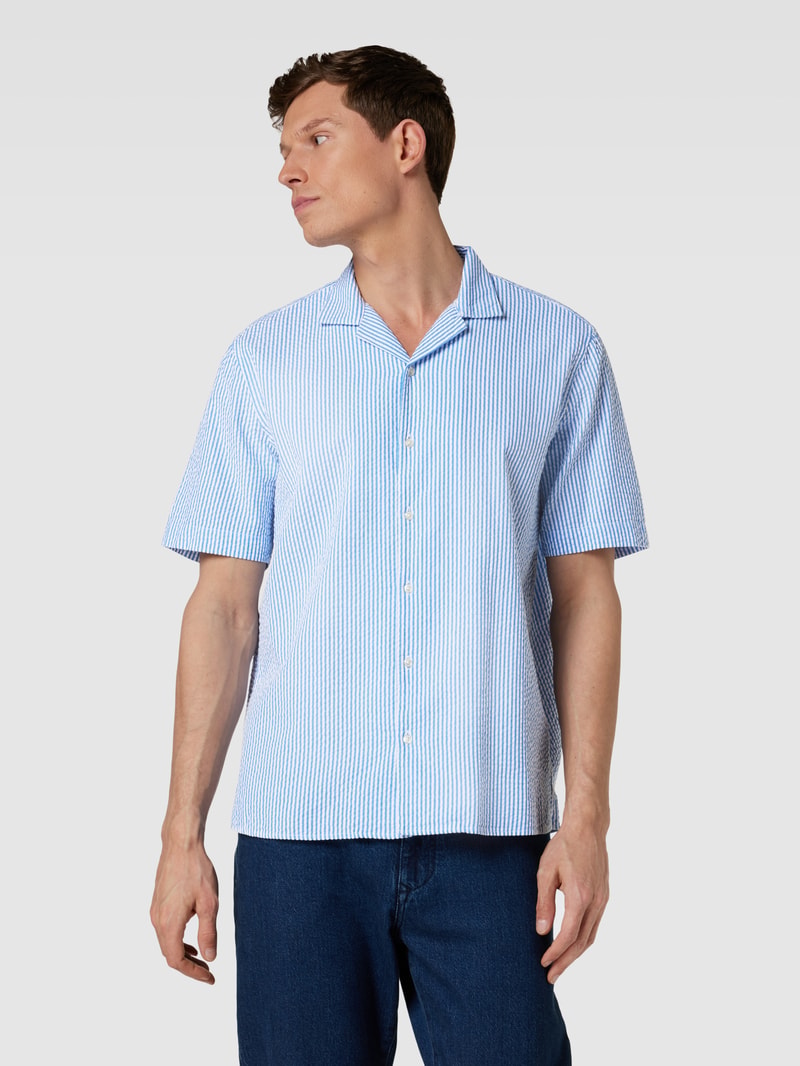 Regular Fit Freizeithemd mit Streifenmuster in royalblau