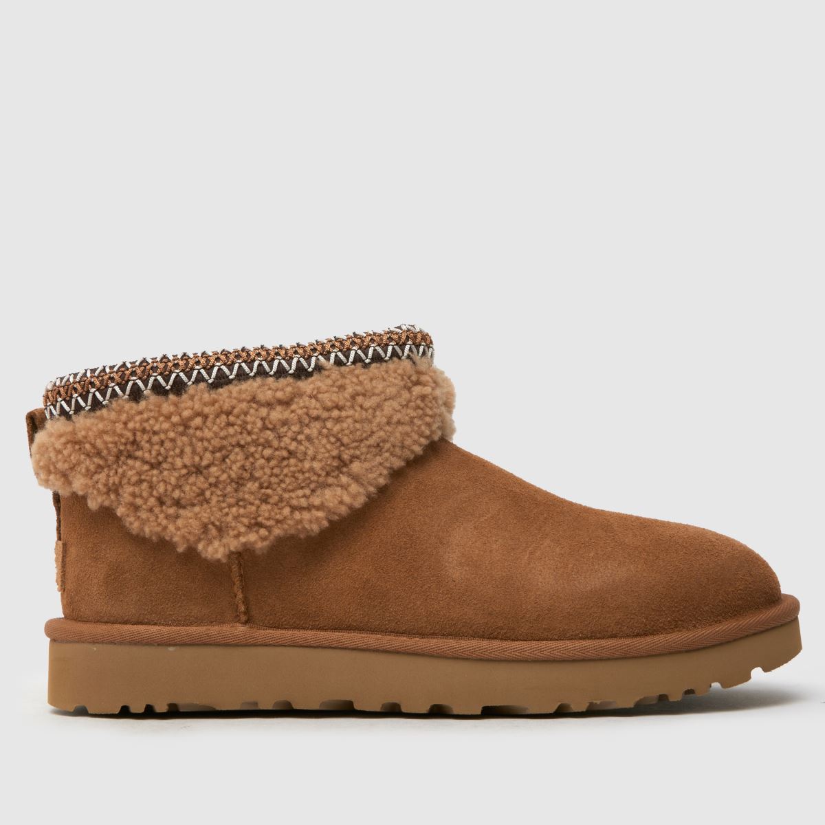 UGG – Classic Ultra Mini Maxi – Kastanjebruna stövlar med lockmönster