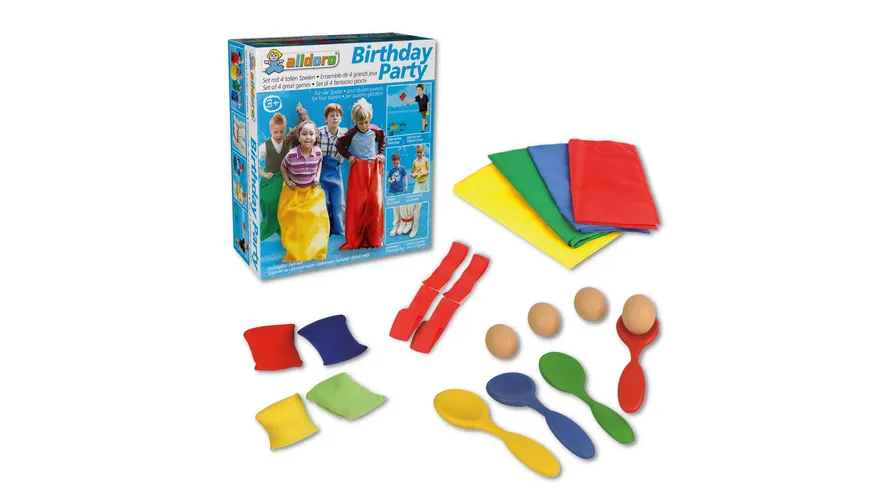 alldoro 60341 - Birthday Party Set mit 4 beliebten Spielen für den Kindergeburtstag