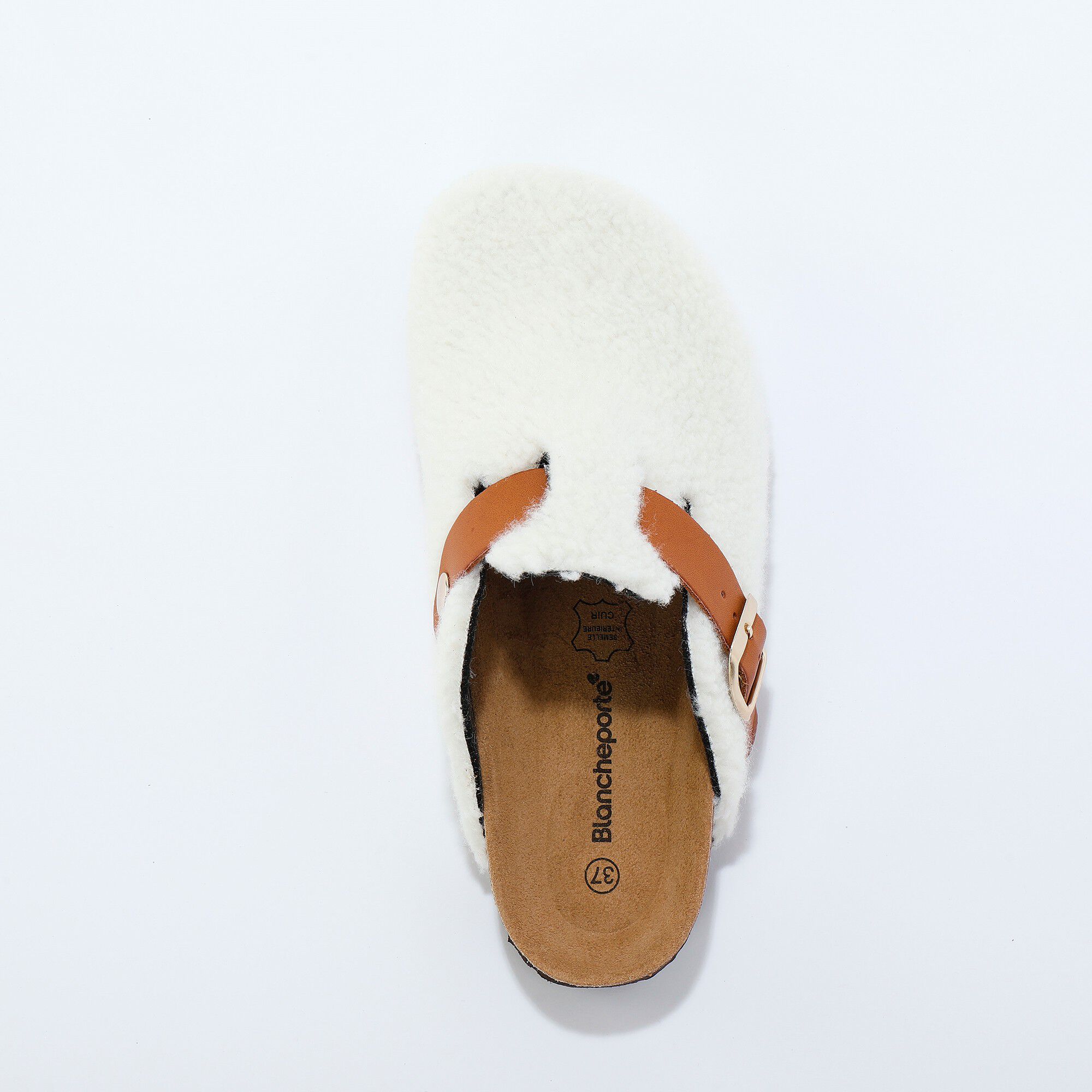 Chaussons sabot en sherpa à bride réglable
