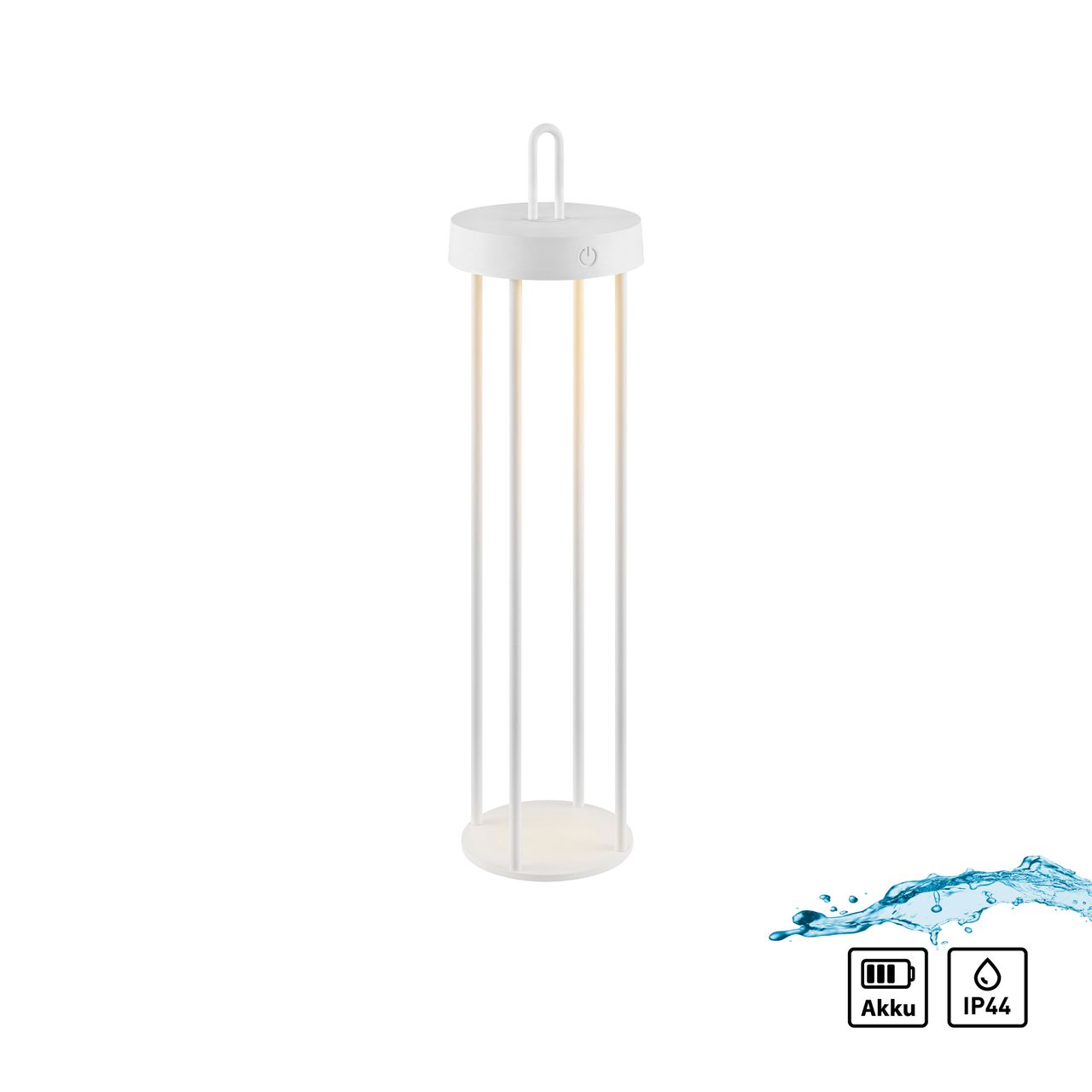 JUST LIGHT Akku Tischleuchte ANSELM, 1x LED-Board/1,50Watt/2700Kelvin, IP44,Weiss