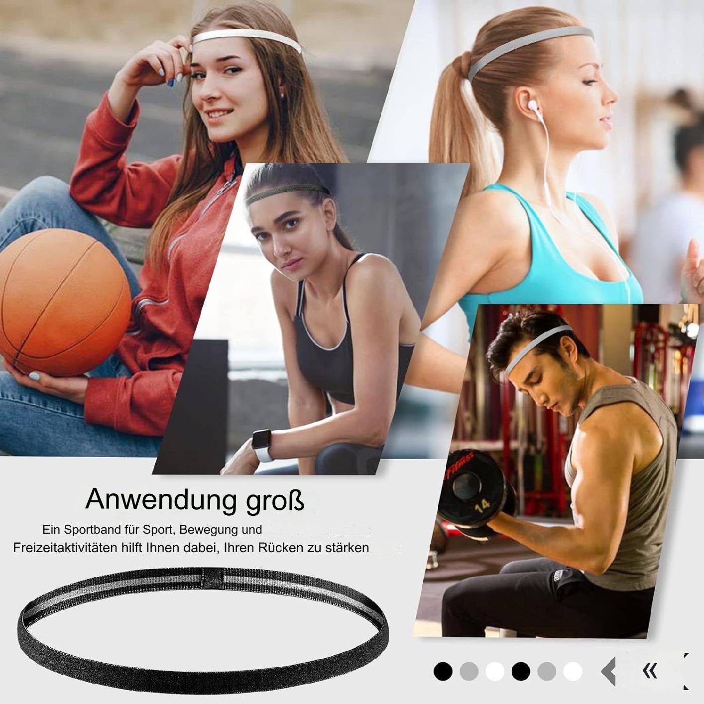 KOMIRO Haarband Haarband Herren Elastische Haarband Jungen Sport 6 Stück, 6-tlg.