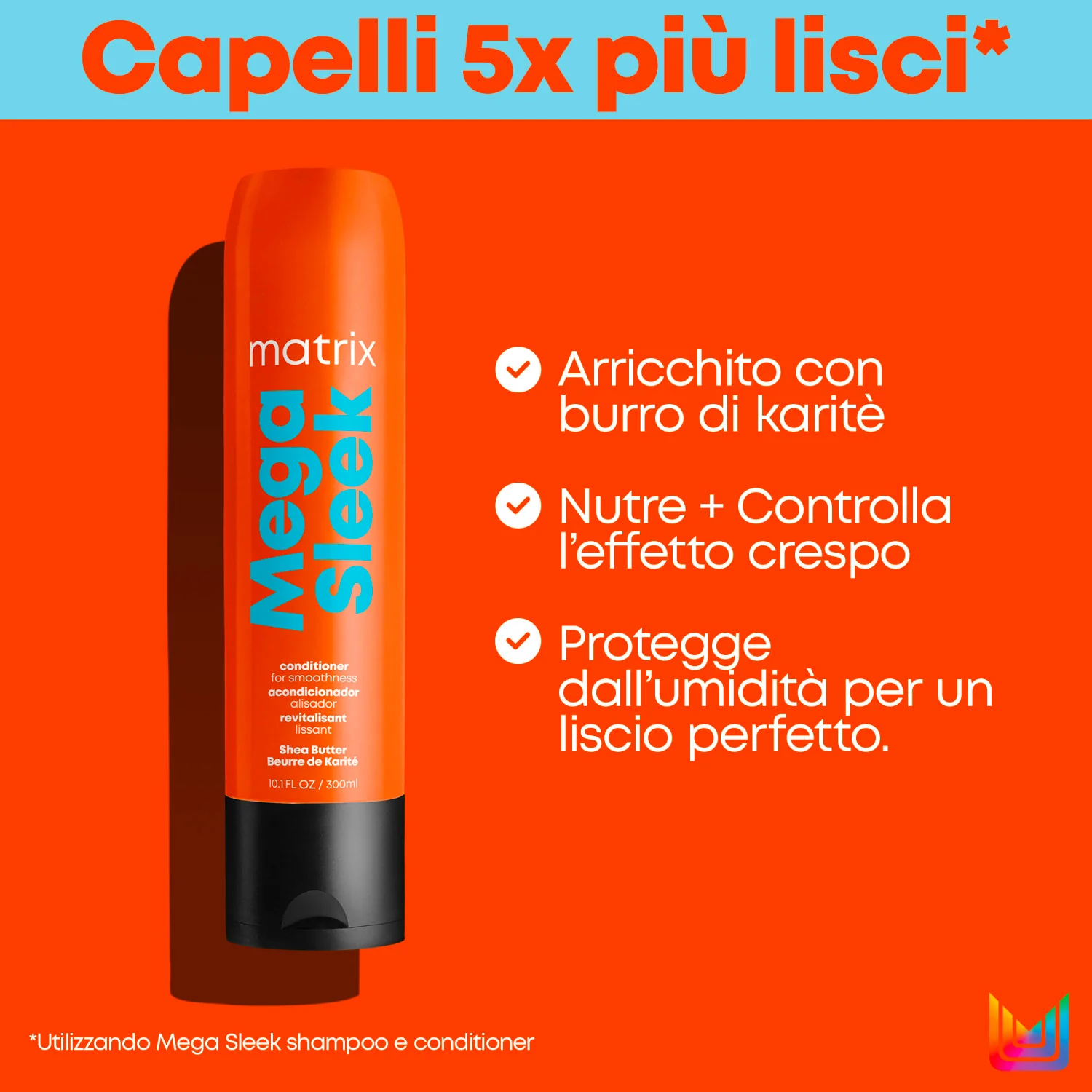Balsam Total Results Mega Sleek - Balsam de netezire, disciplinant/anti-încrețire pentru păr