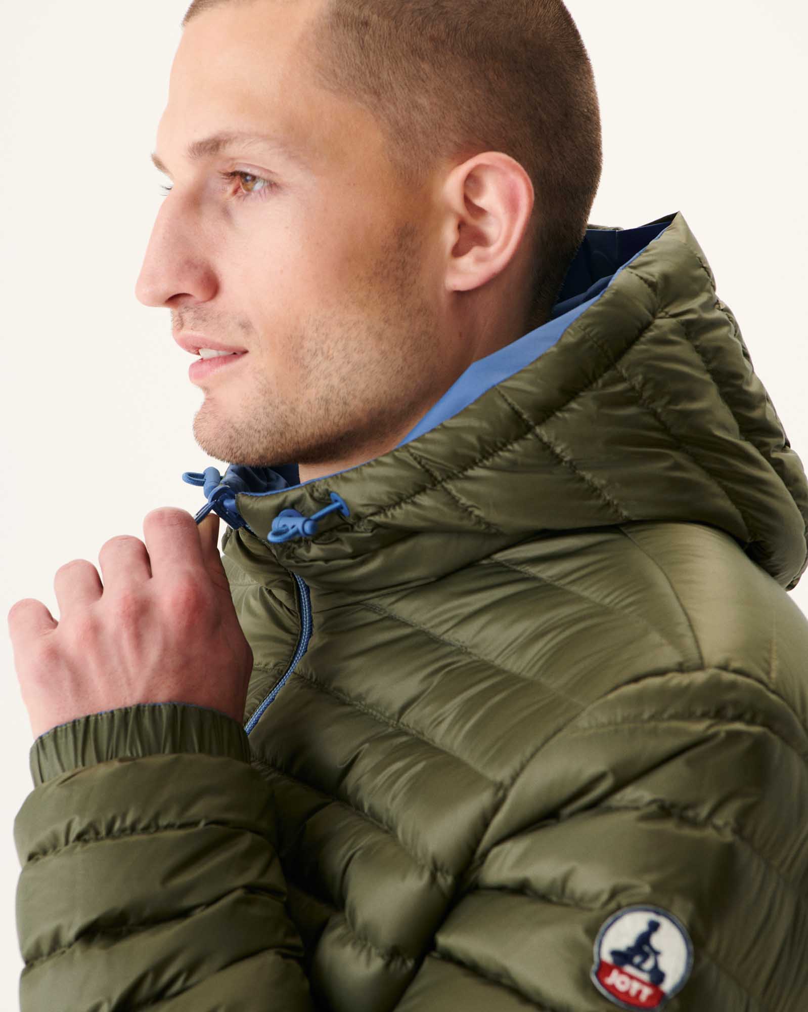 Doudoune longue réversible à capuche Bleu jeans/Army Amsterdam