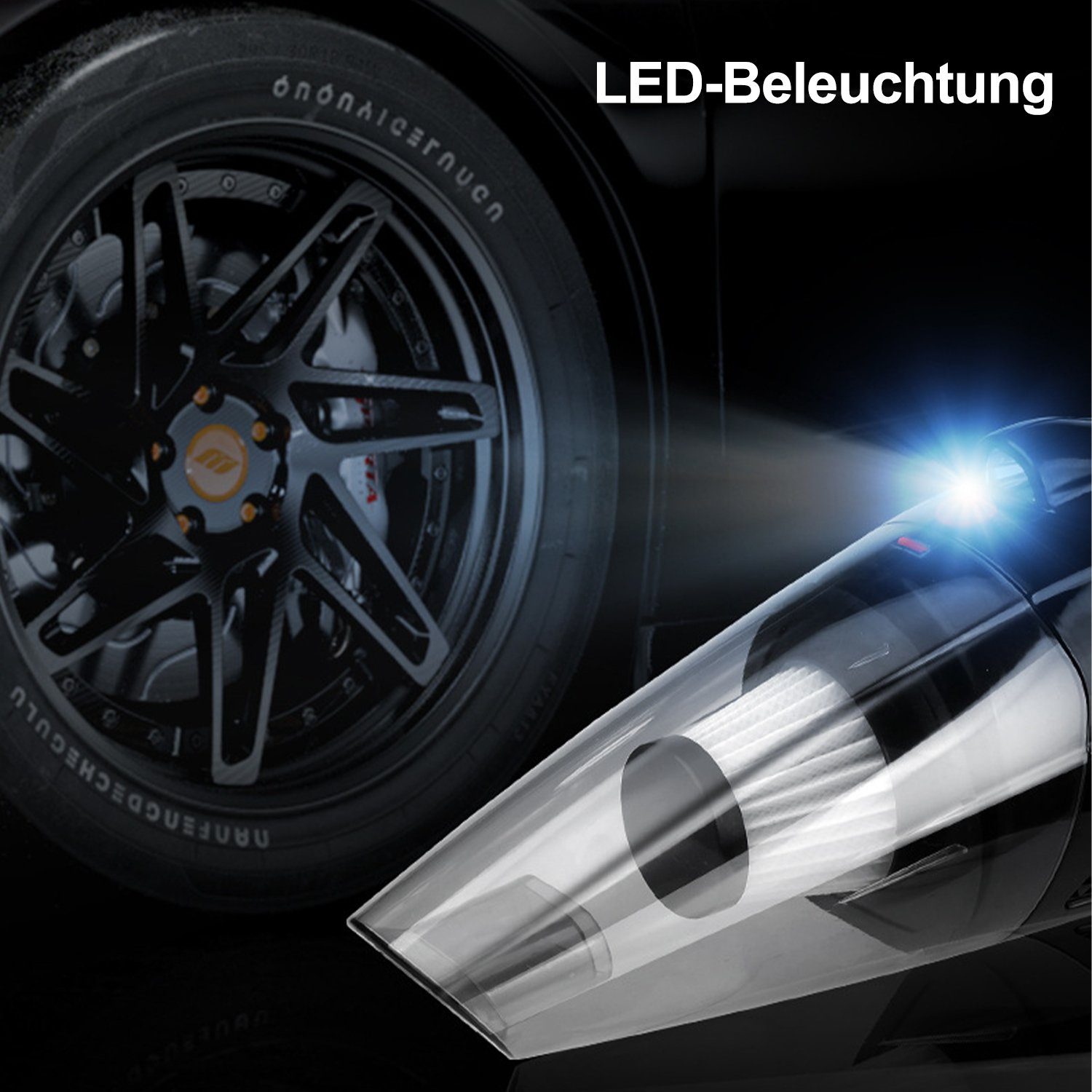 Kpaloft Akku-Handstaubsauger 120W Kabelloser Autostaubsauger, Tragbarer Handsauger, 2000mAh LED-Staubsauger, Nass & Trocken, für Tierhaare, Auto, Haus