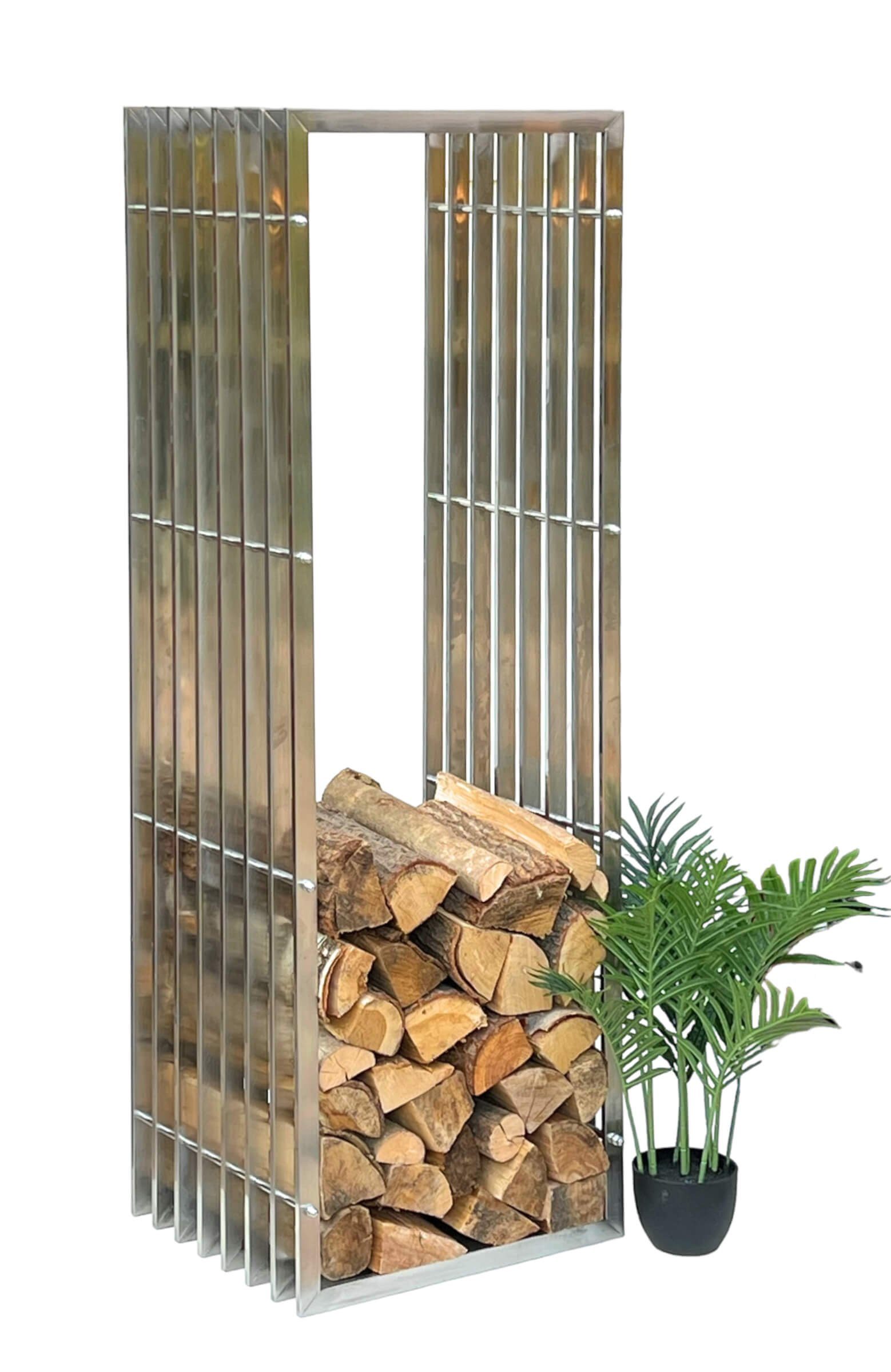 DanDiBo Kaminholzregal Kaminholzregal Innen Metall Edelstahl Kaminholzständer 150 cm