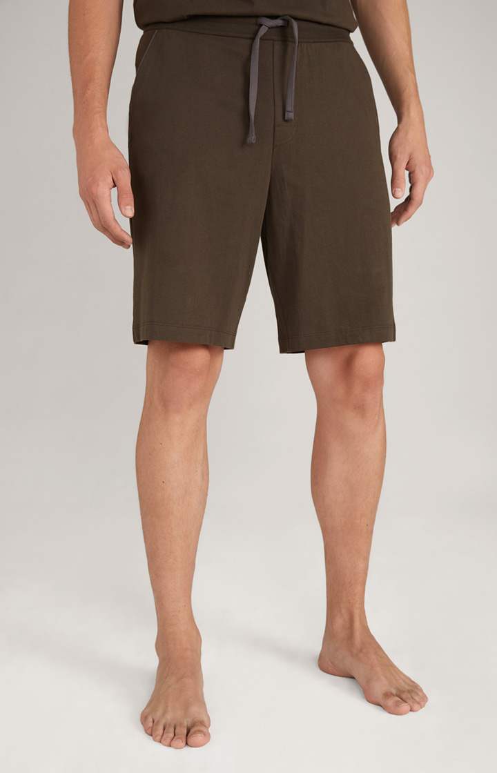 Loungewear Shorts in Dunkelgrün-Braun