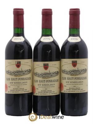 Saint-Émilion Clos Haut Fonrazade 1989 - Lot de 3 Bouteilles