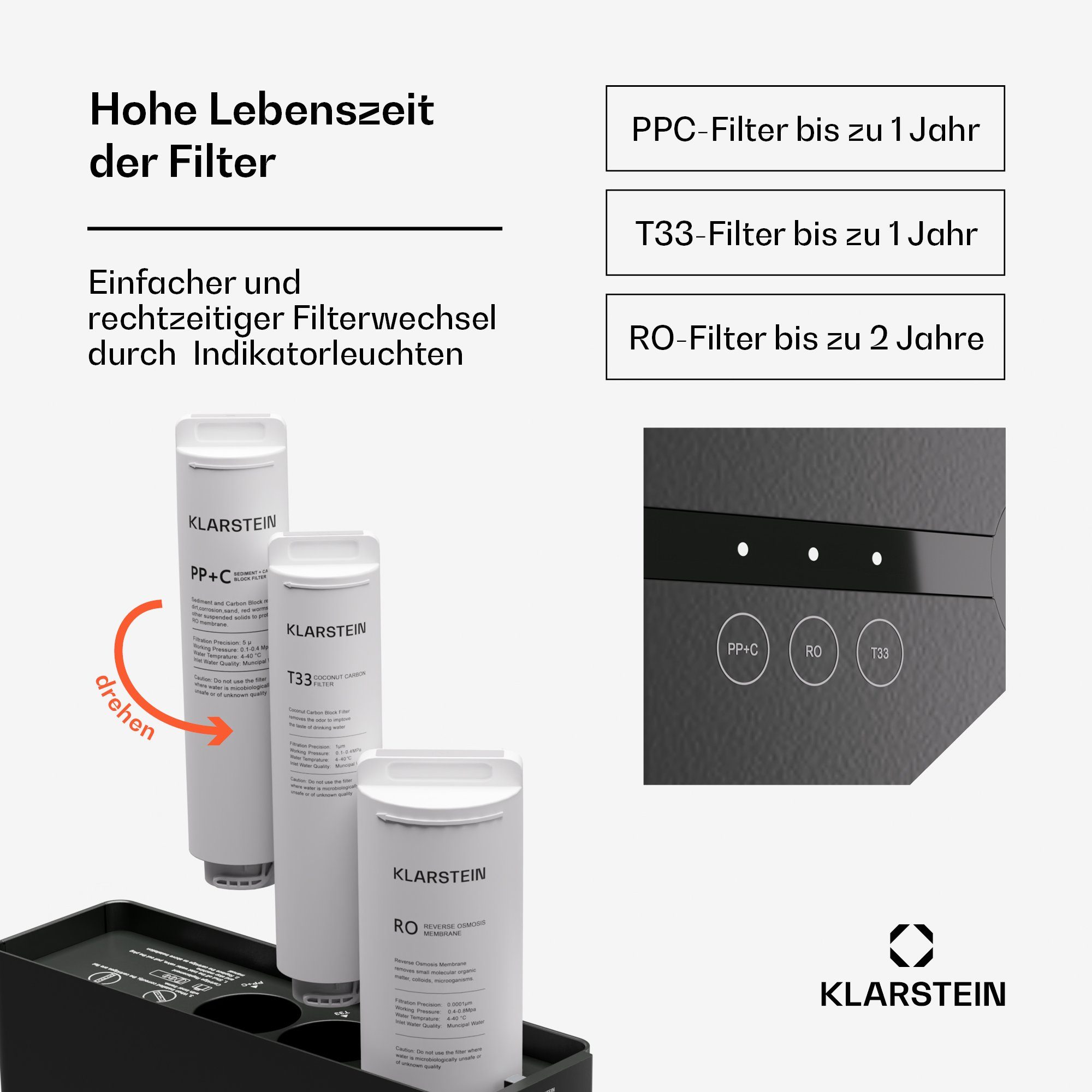 Klarstein Wasserfilter PureFina 600 Wasserfiltersystem, Zubehör für PureFina 600, RO-Filter Wasserfilter maschine Wasserhahn Home Office