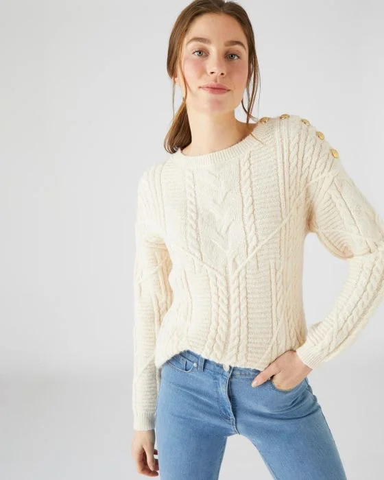 Pull chaud à torsades et boutons Thermolactyl