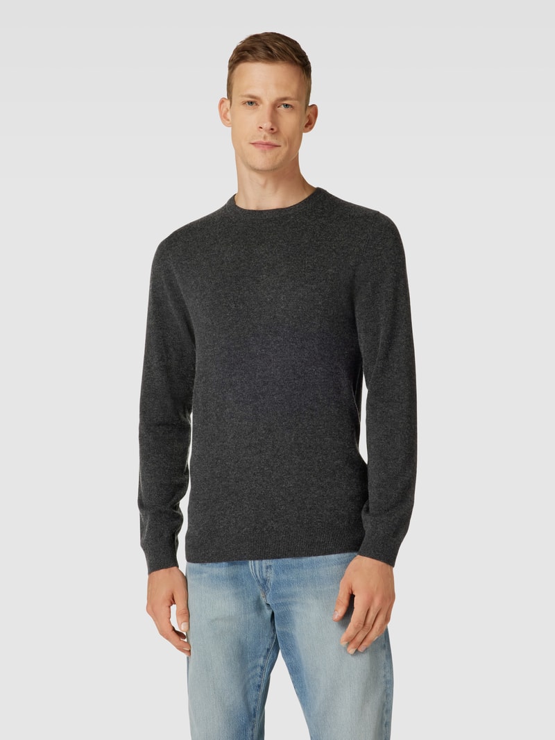 Strickpullover in melierter Optik in dunkelgrau meliert
