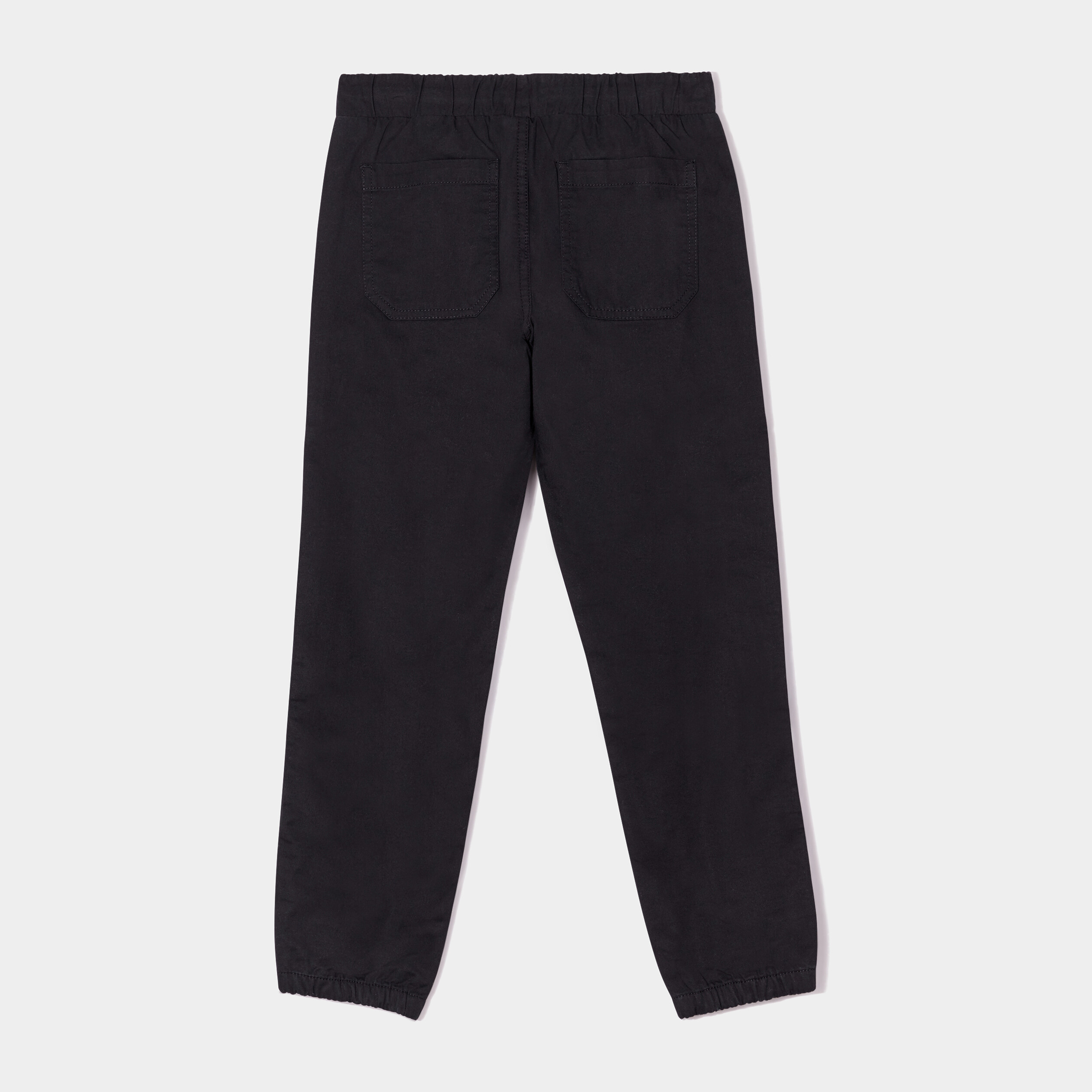 Pantalon regular taille élastiquée coton noir garçon | La Halle