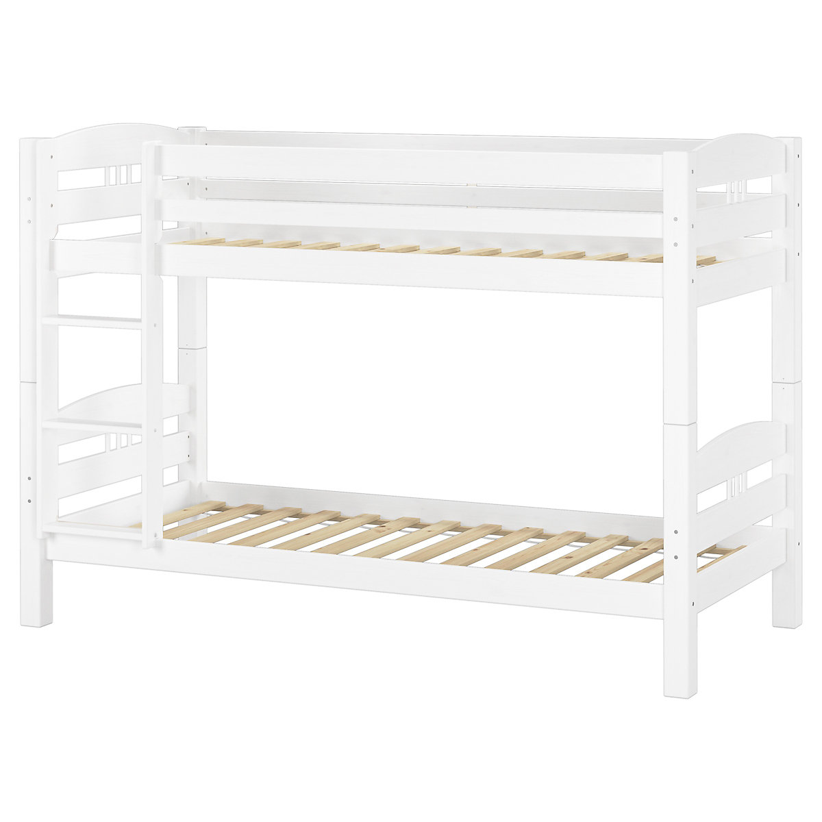 Etagenbett 90x200 Kiefer weiß mit Rollrosten