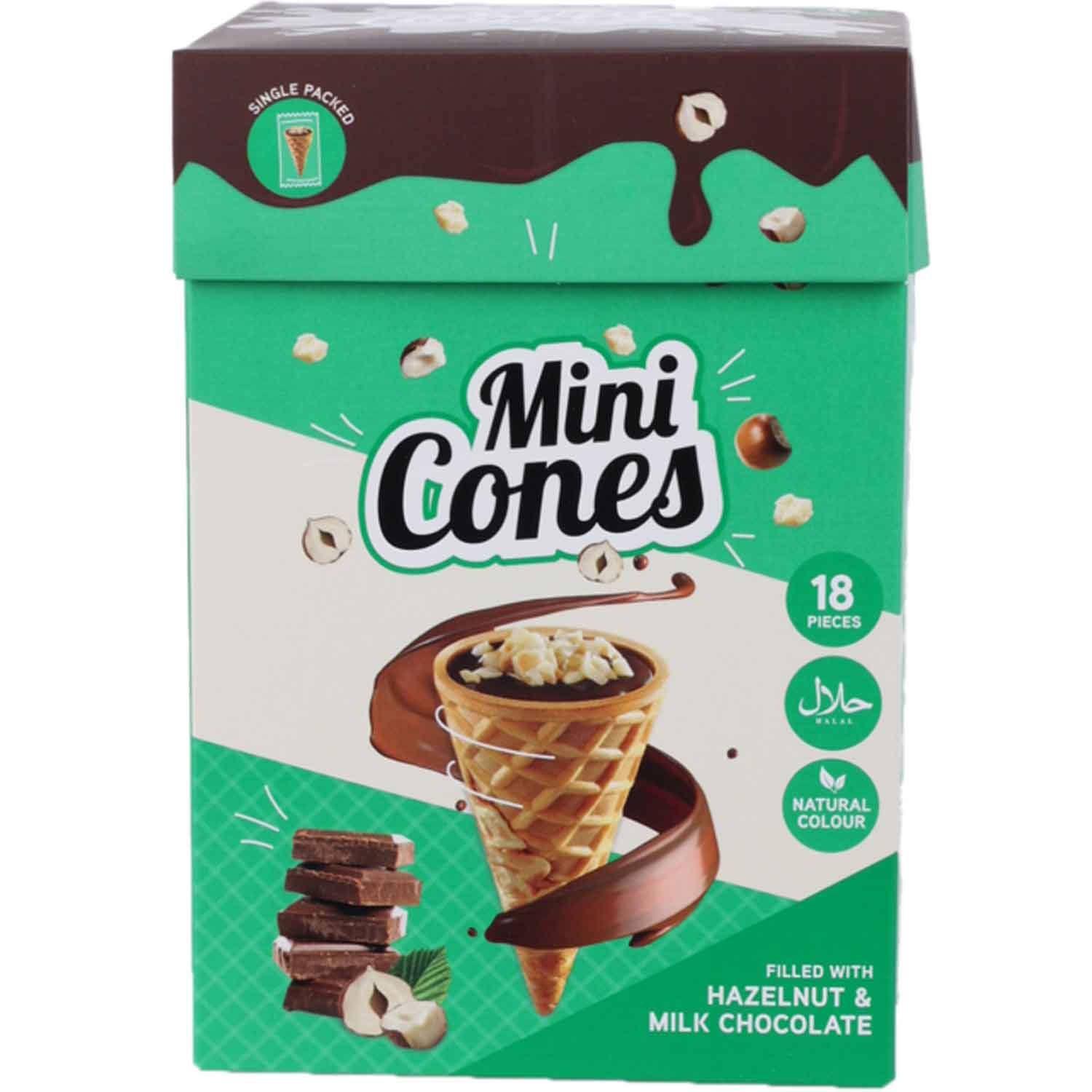 Becky's Mini Cones Hazelnut & Milk Choolate 18er