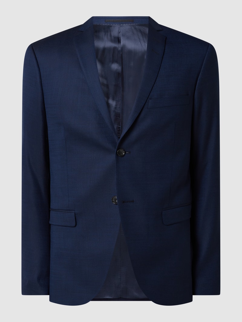 Slim Fit 2-Knopf-Sakko aus Woll-Elasthan-Mix Modell 'Jil' in blau
