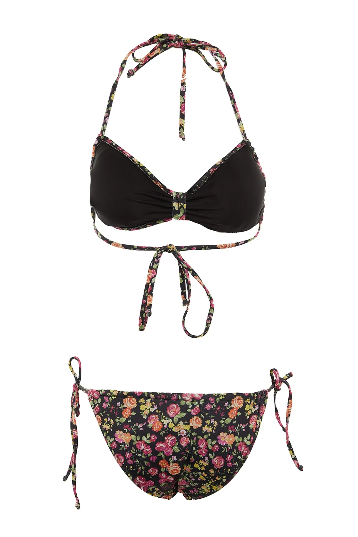 Trendyol Collection  Trägerloses Bikini-Set mit hohem Beinausschnitt und Blumenmuster TBESS22BT0019