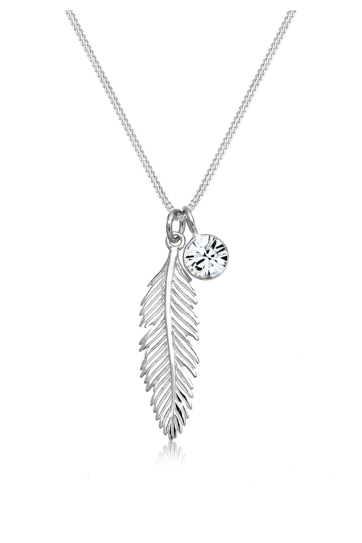 ELLI  Halskette Feder Boho Kristall 925 Sterling Silber