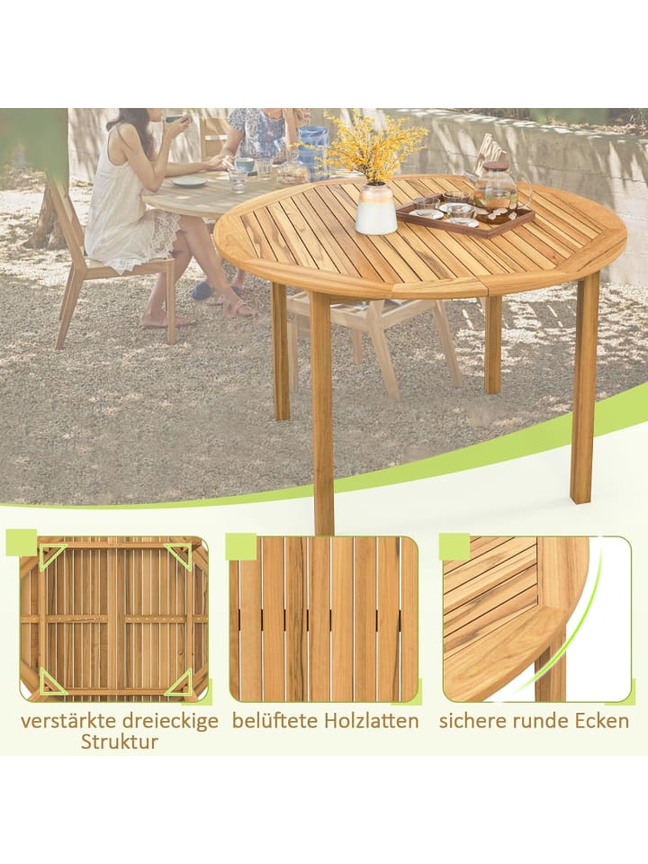 COSTWAY Gartentisch Akazienholz 110x75cm in Beige günstig kaufen onesize