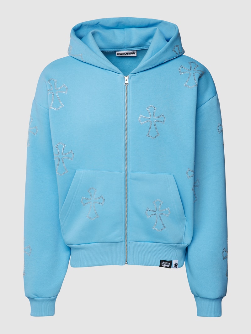 Sweatjacke mit Label-Detail in hellblau