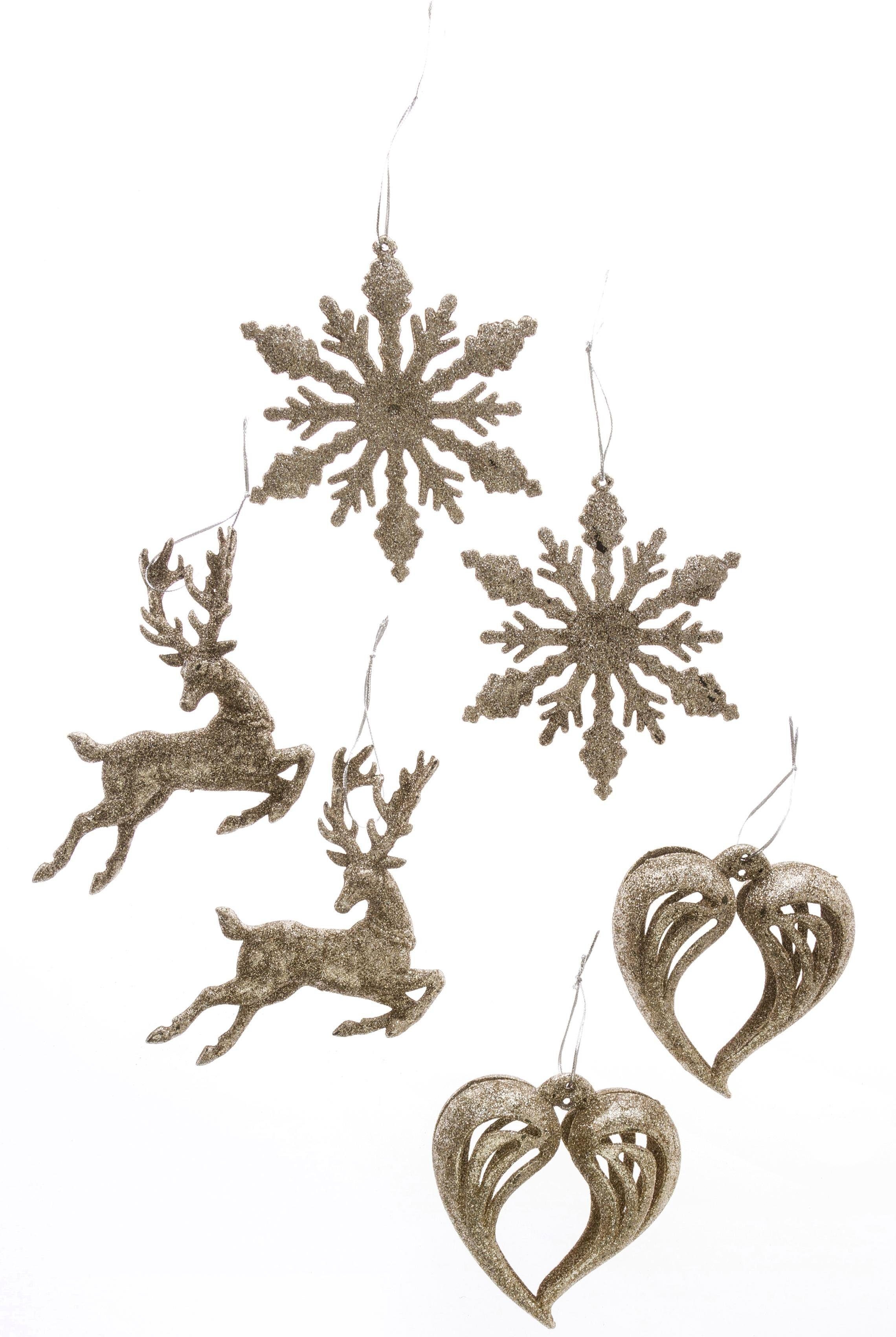 Myflair Möbel & Accessoires Baumbehang Hirsch, Eiskristall, Engelsflügel, Weihnachtsdeko, Christbaumschmuck (Set, 12 St)