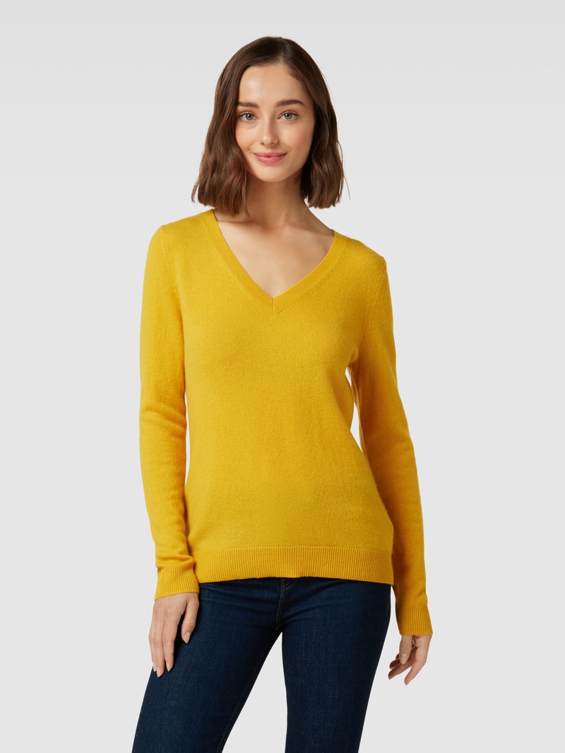 Strickpullover aus Kaschmir mit V-Ausschnitt in messing