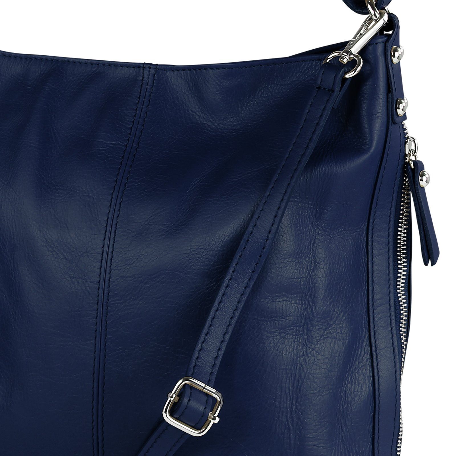 Toscanto Beuteltasche Toscanto Damen Beuteltasche Shopper Leder (Beuteltasche), Damen Beuteltasche, Shopper Leder, blau, Größe ca. 35cm