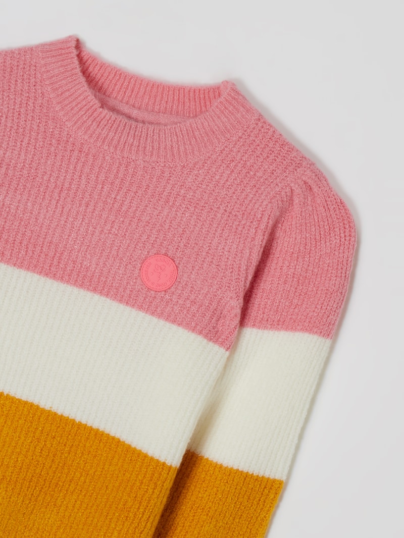 Pullover mit Blockstreifen in pink