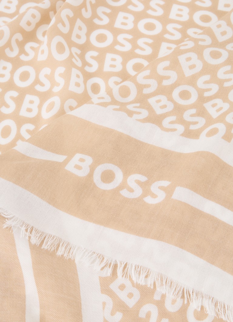 Eșarfă HUGO BOSS Laik din amestec de mătase cu logo imprimat, 120 x 120 cm