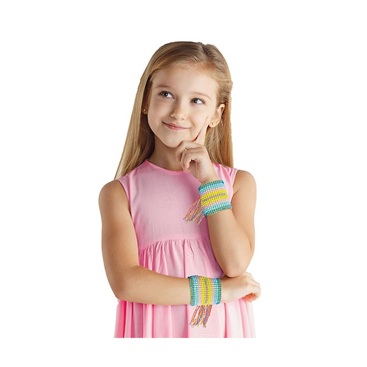 Armbandset Webstuhl mit Garn und Perlen