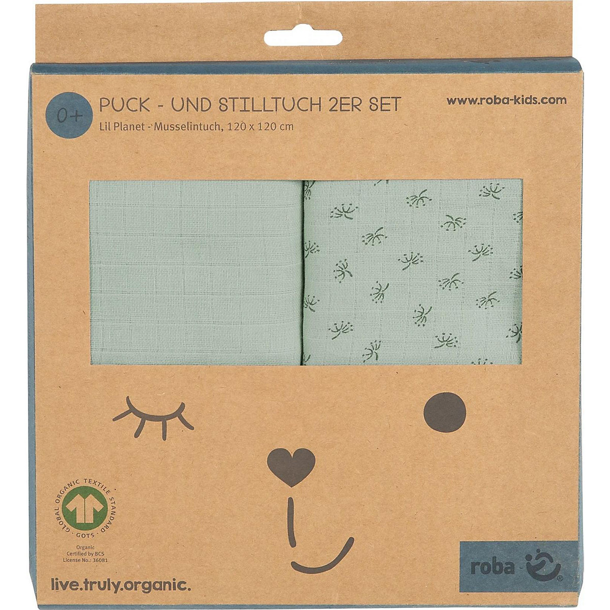 2er Set Puck- und Stilltuch Lil Planet frosty green