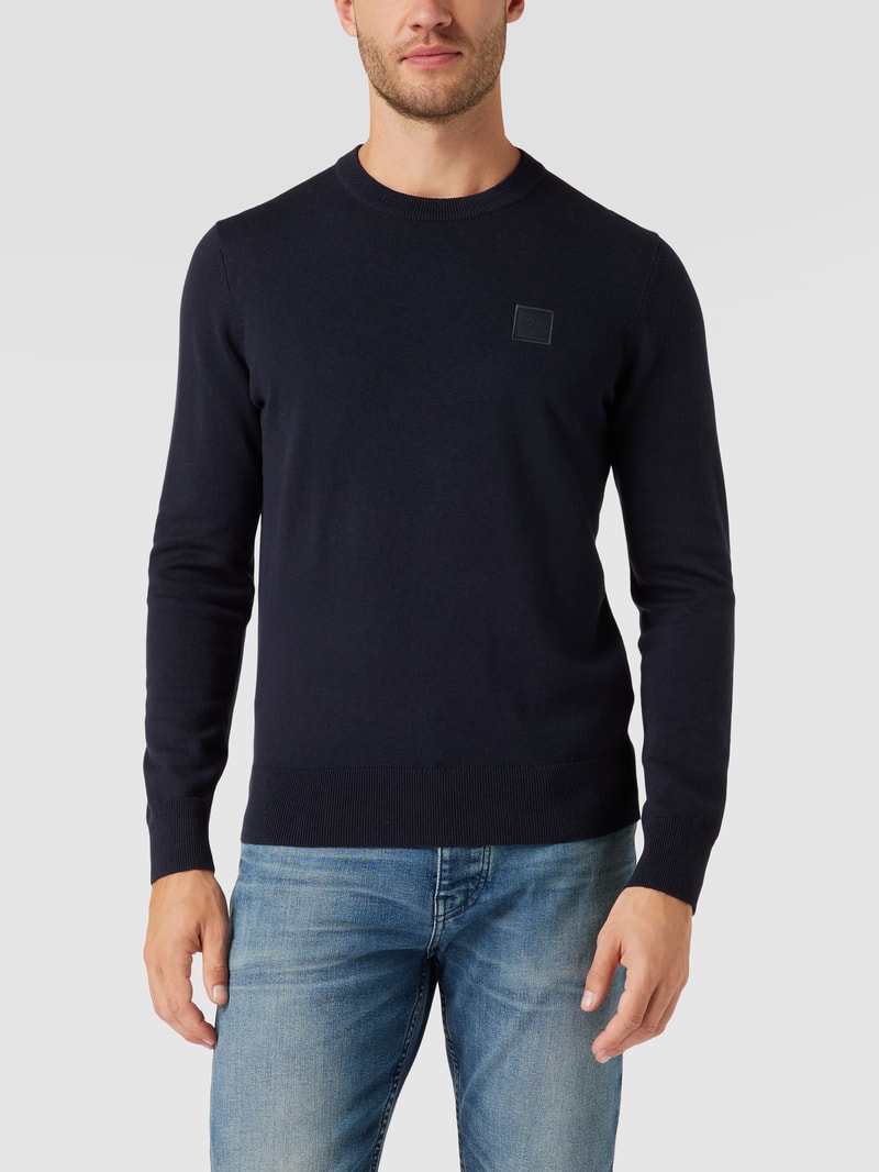 Sweatshirt mit Logo-Patch Modell 'Kanovano' in dunkelblau