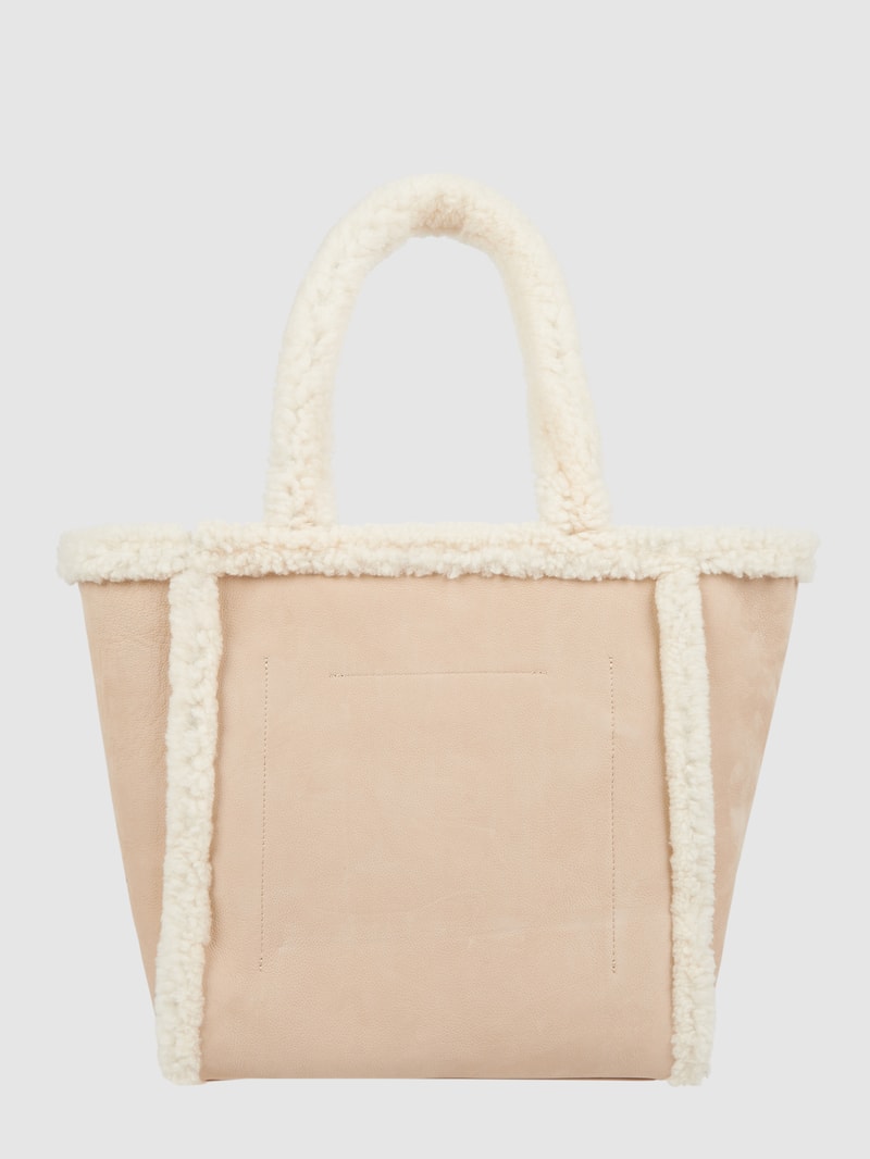 Shopper mit Besatz in Fell-Optik in sand