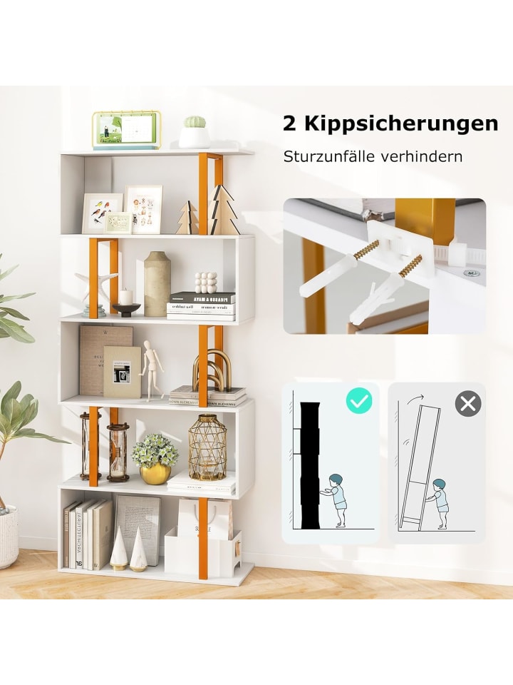 COSTWAY Standregal 5 Ebenen 70x24x157cm in Weiß günstig kaufen onesize