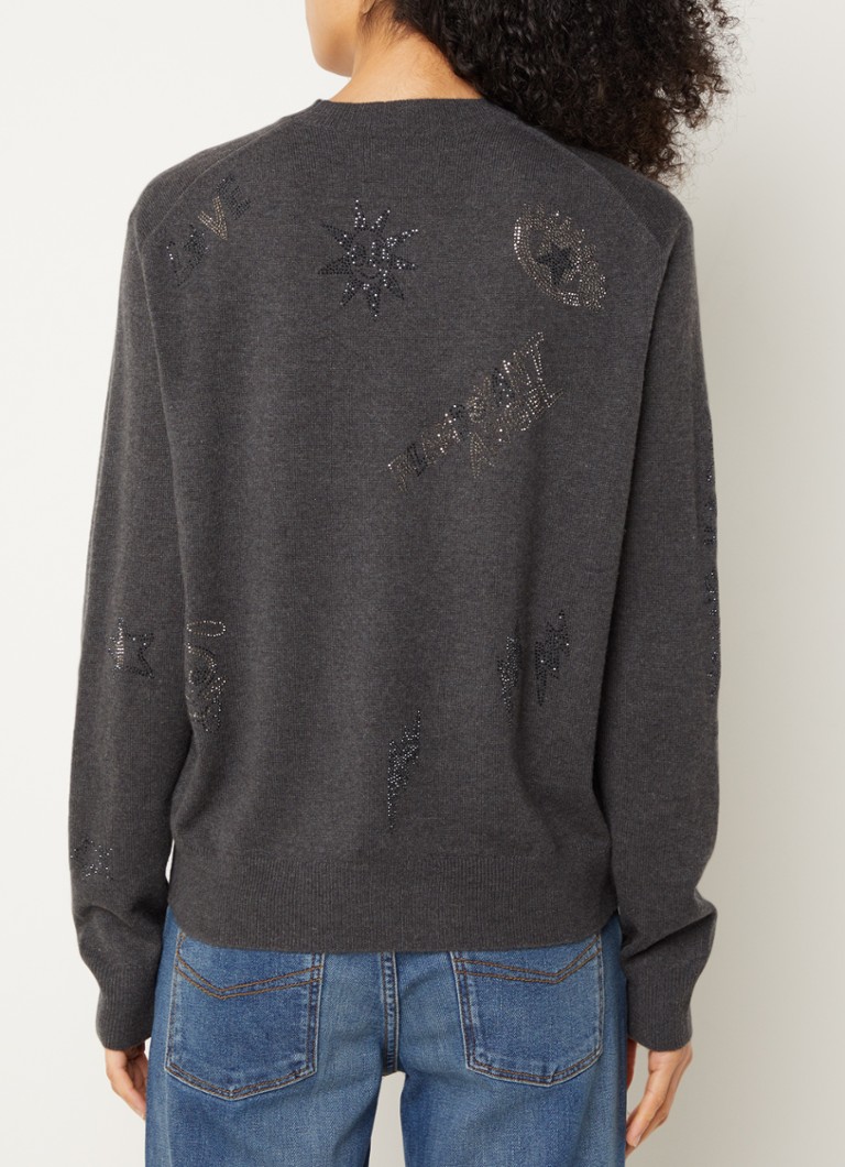 Zadig&Voltaire Pravis fine-knit pullover in cashmere blend with rhinestones