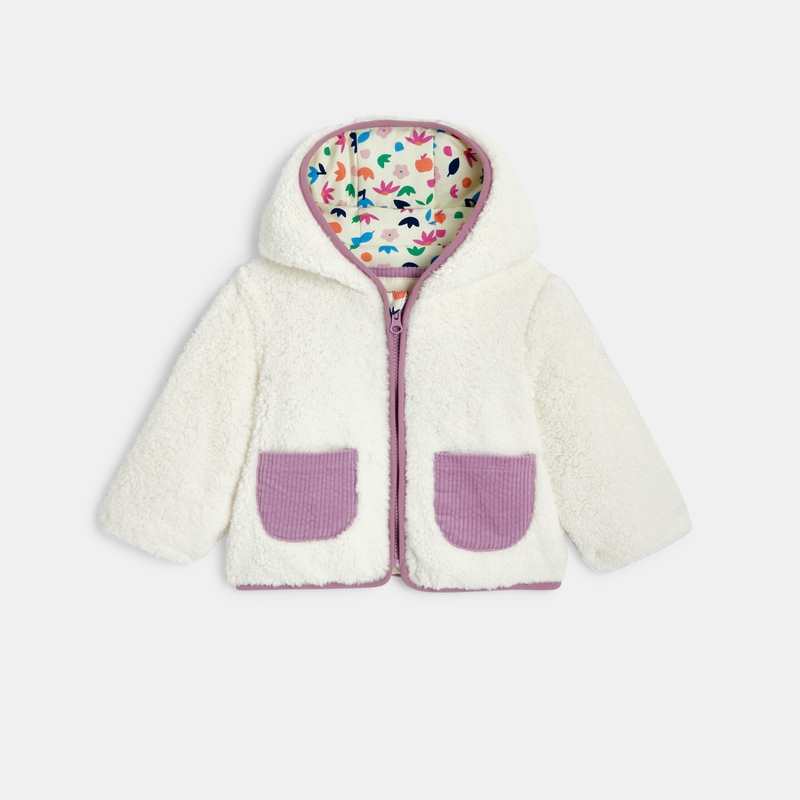 Manteau bébé fille sherpa à capuche blanc Catimini