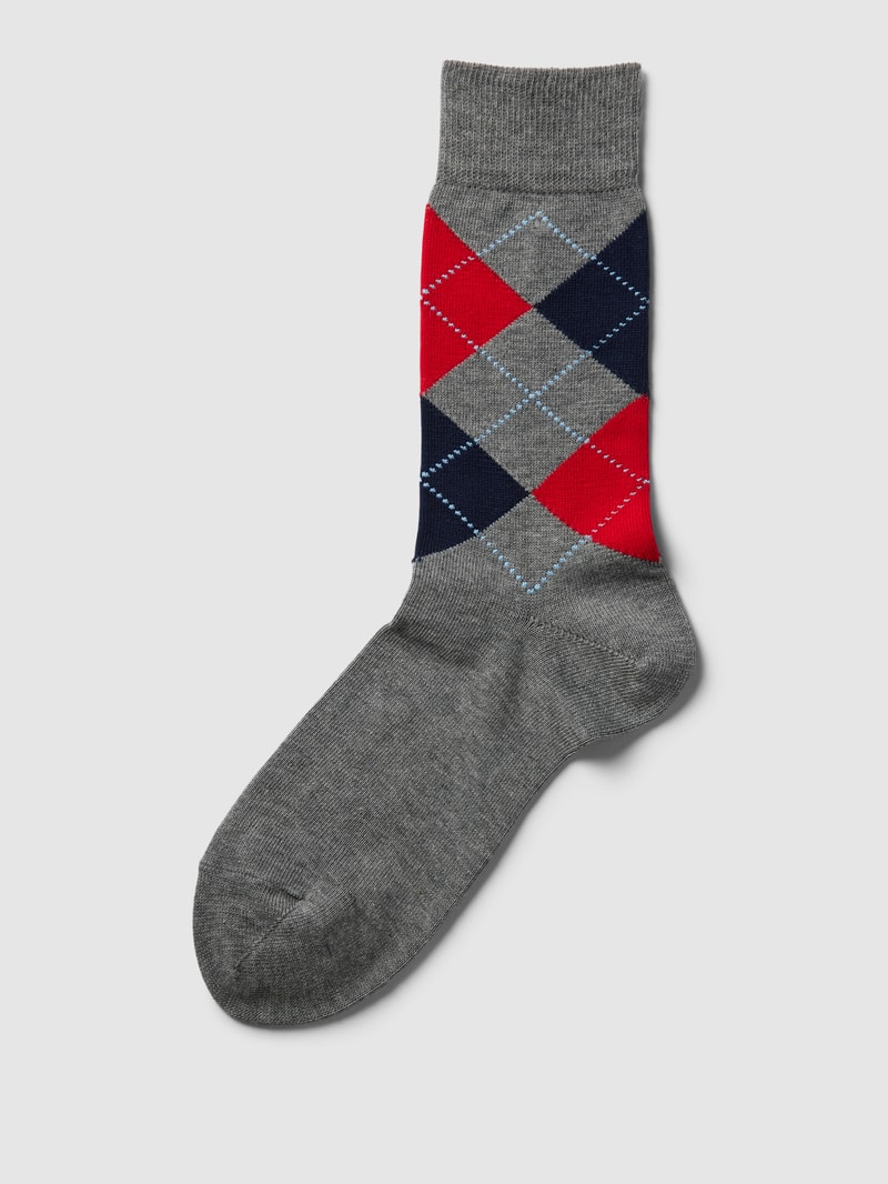 Socken mit Zickzack-Muster Modell 'Queen' in hellgrau