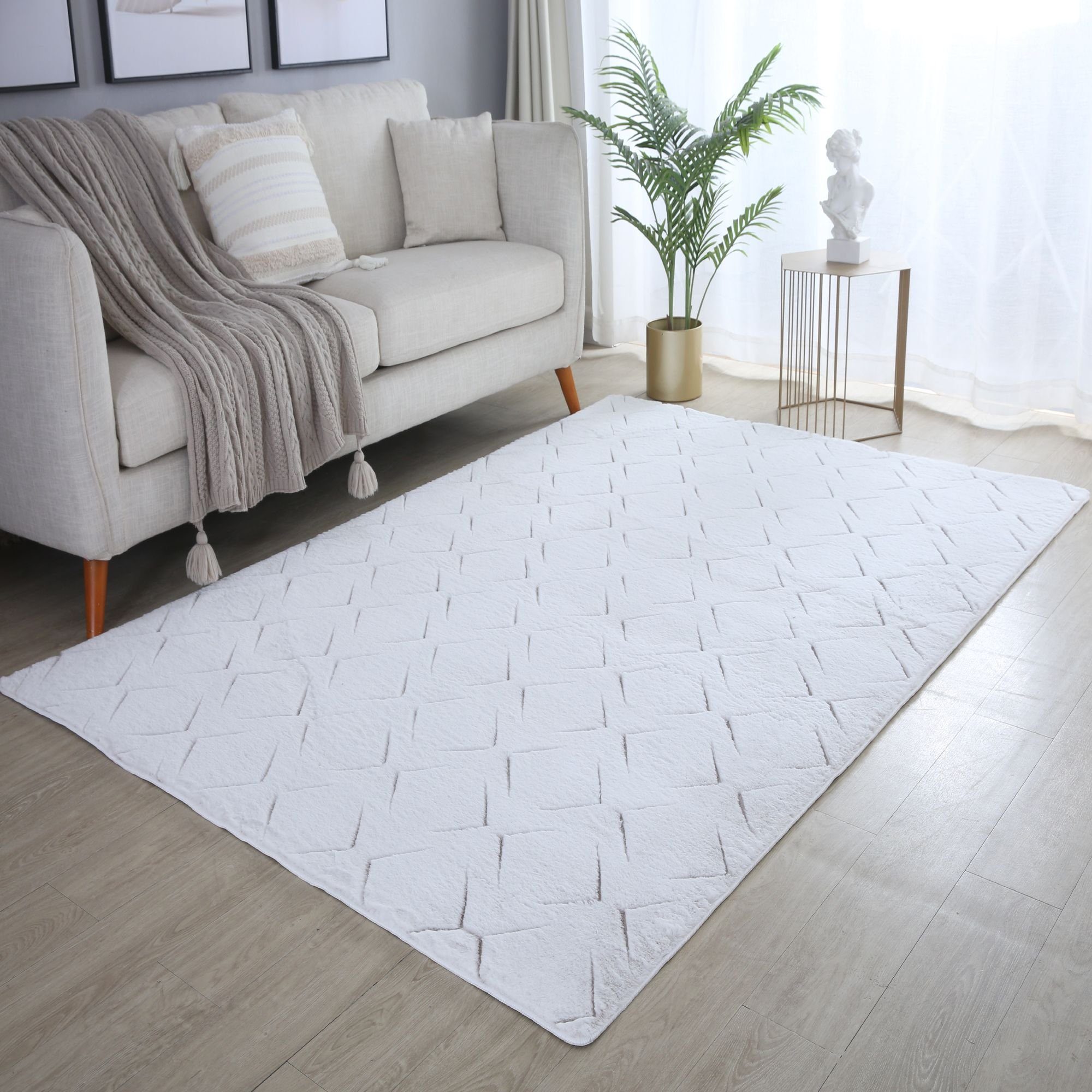 Fellteppich Skandinavisches Design, Carpetsale24, Läufer, Höhe: 15 mm, Teppich Wohnzimmer 3D Effekt Skandinavisches Design Felloptik
