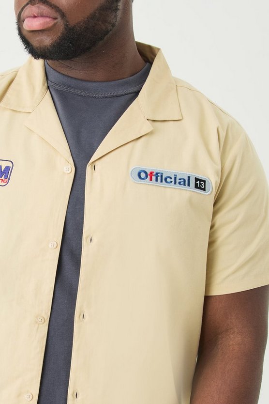 Plus Short Sleeve Twill Moto Shirt