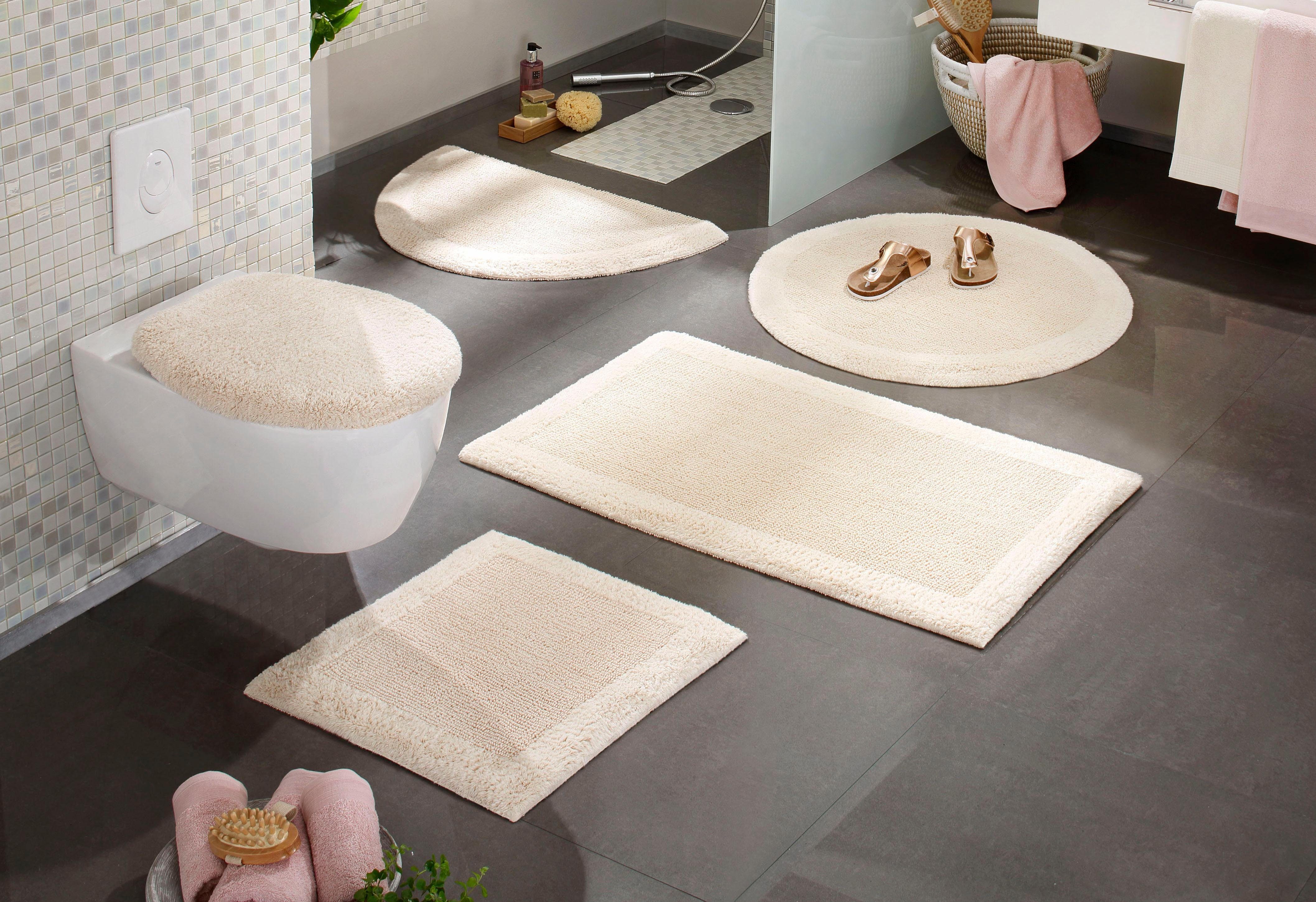 Badematte Kapra Home affaire, Höhe 14 mm, beidseitig nutzbar, fußbodenheizungsgeeignet, schnell trocknend, strapazierfähig, Baumwolle, rechteckig, mit Bordüre, Badteppich, Badematte