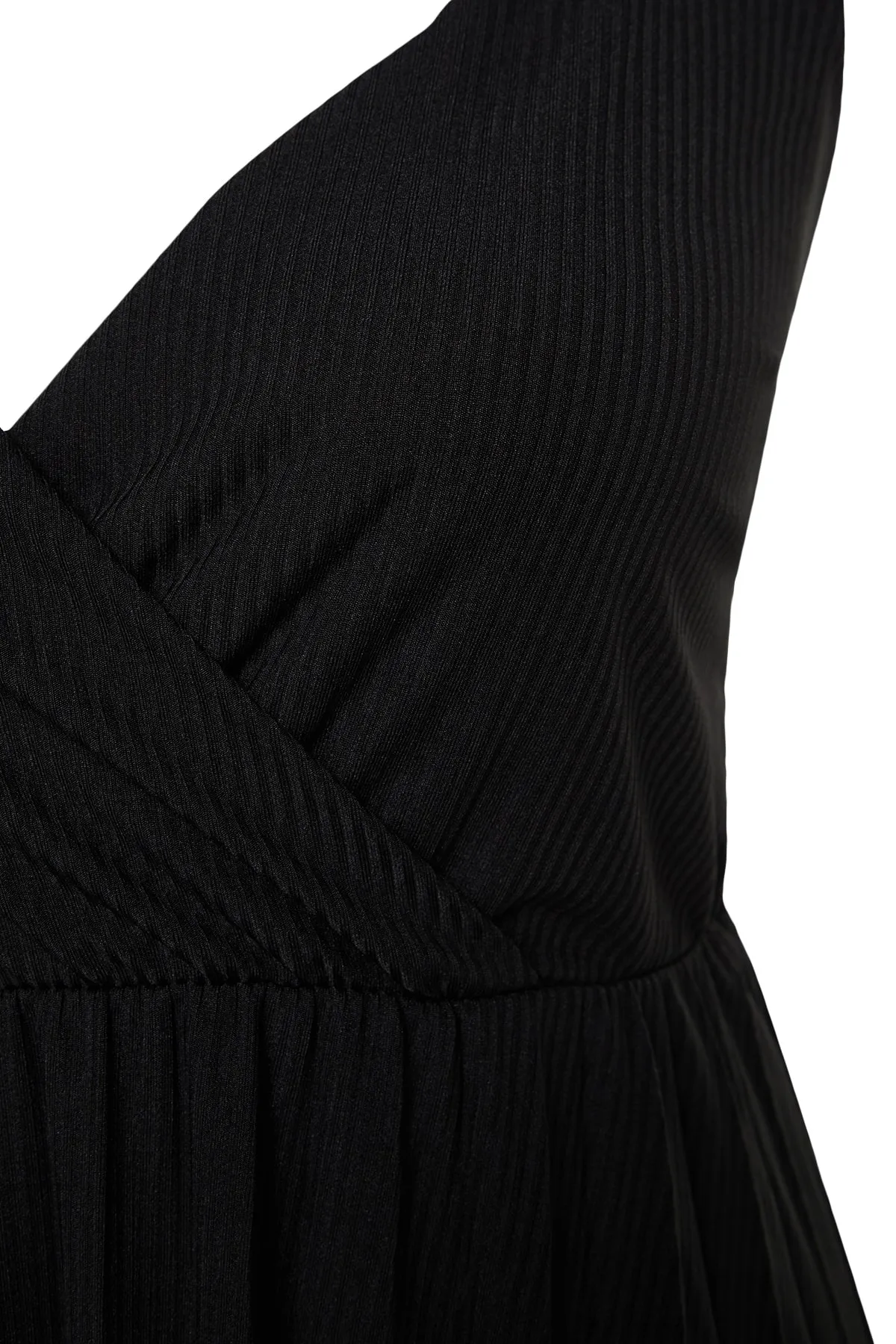 Trendyol Curve  Schwarzes zweireihiges Strickkleid mit Kragen und Trägern TBSSS22EL1565