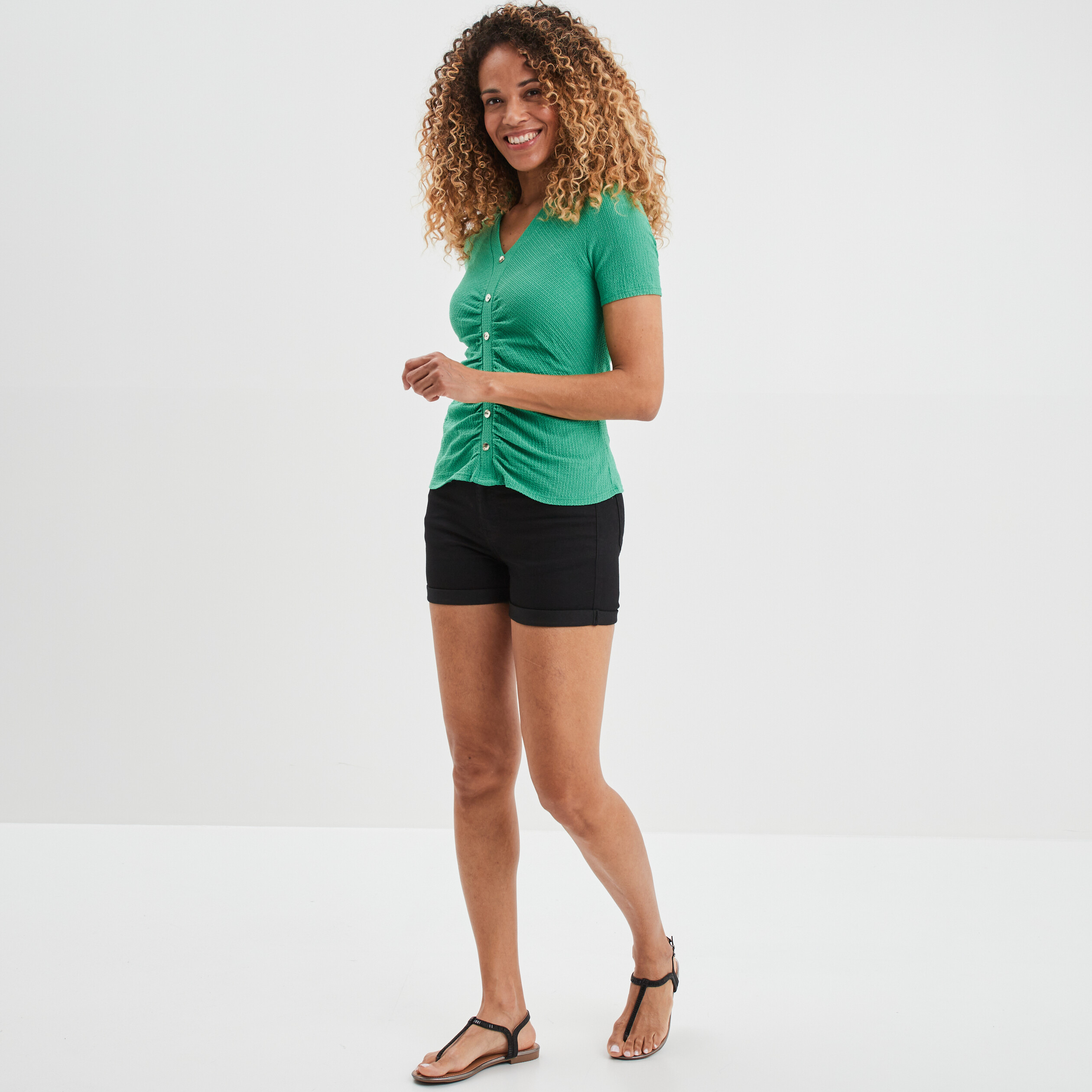 Short skinny 5 poches en jean noir femme | La Halle
