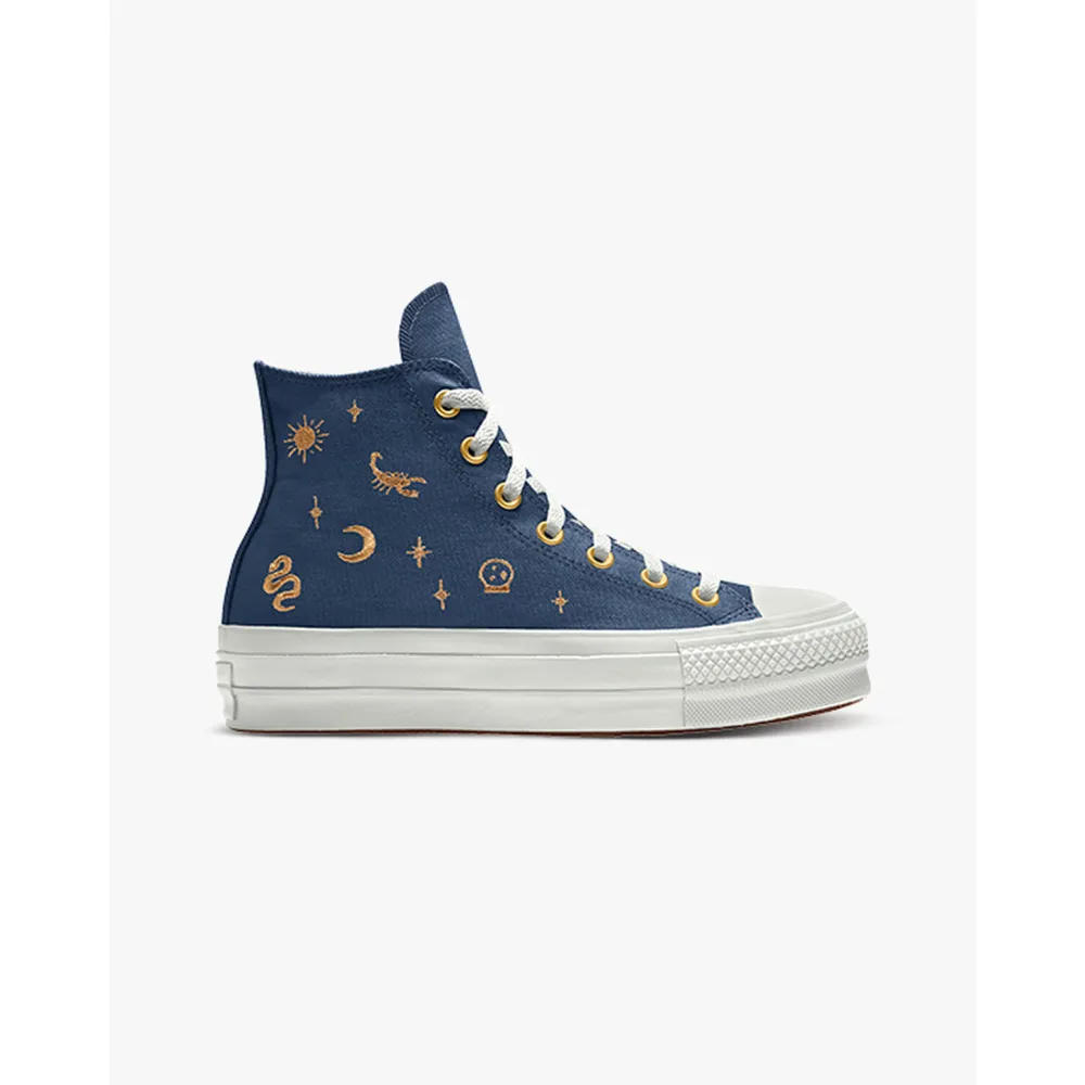 Converse Custom Chuck Taylor All Star Lift Platform Embroidery By You A03766CHO23_CONVERSENAVY_CELESTIAL_G / blau